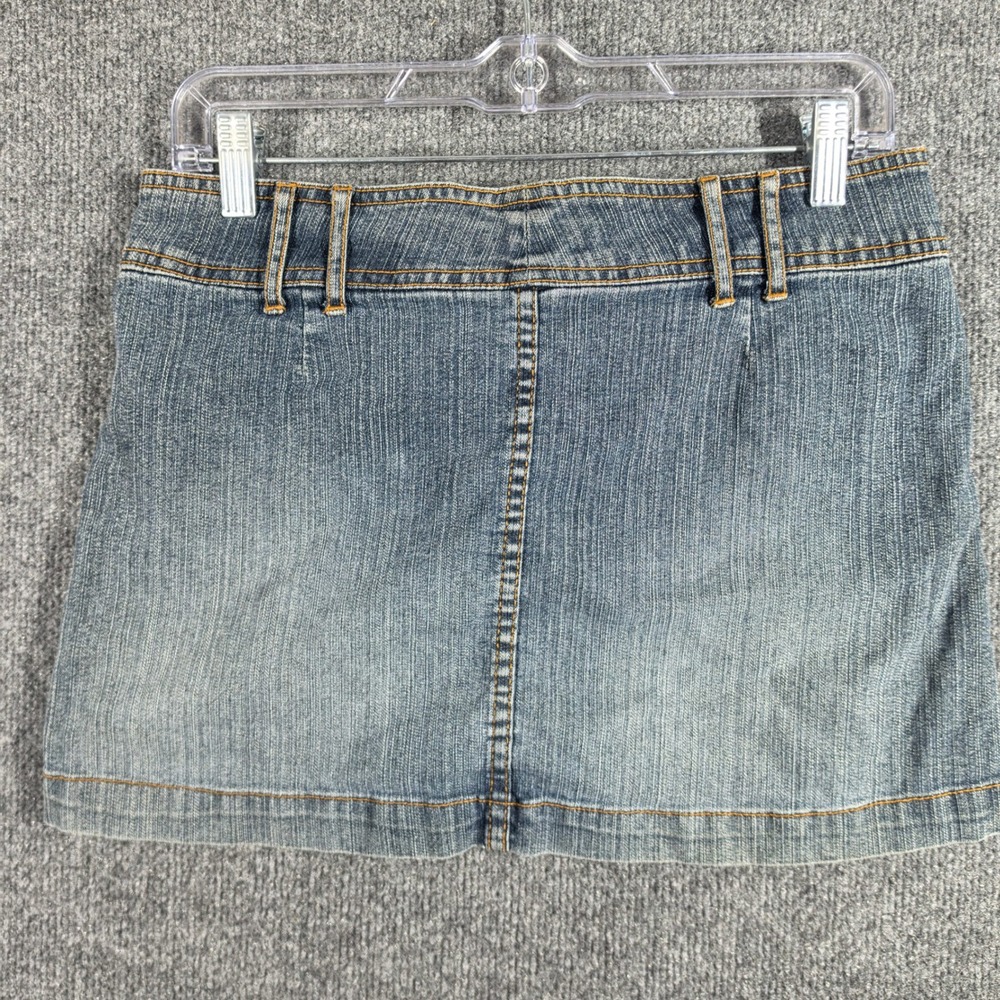 Vintage Paris Blues Micro Mini Skirt Womens Size 5 Y2K Ramie Blend Stretch Denim - Picture 2 of 8